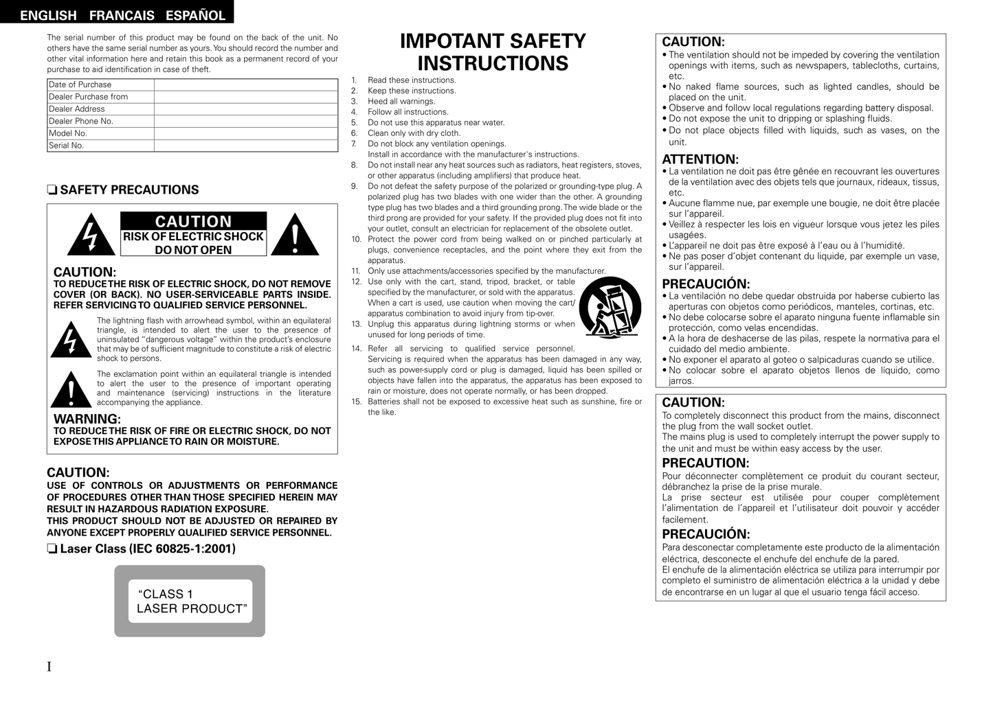 Denon DBP-1610 Blu-Ray/ DVD Player Owner/ User Manual (Pages: 56)