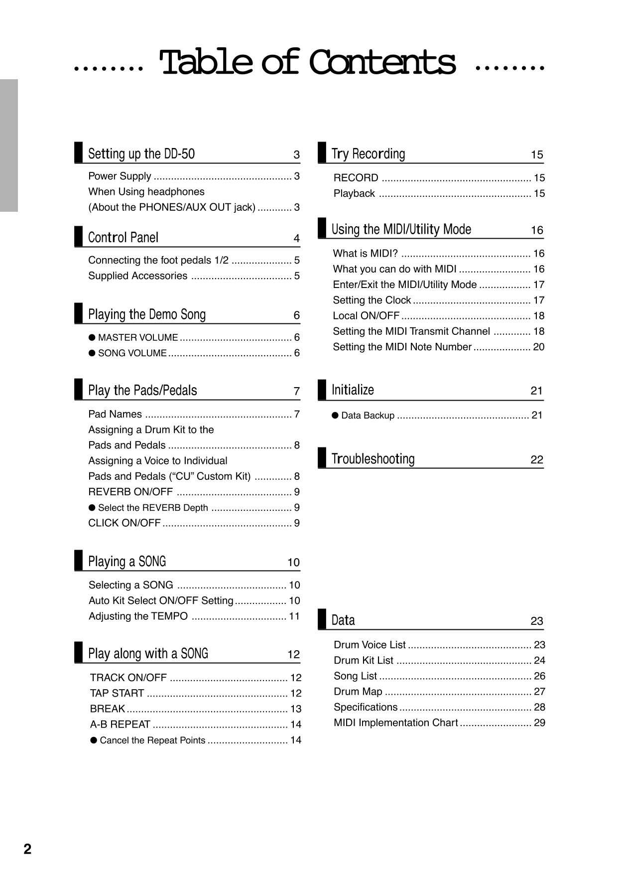 Yamaha DD-50 Electronic Drum Set Owner's/ User Manual (Pages: 34)