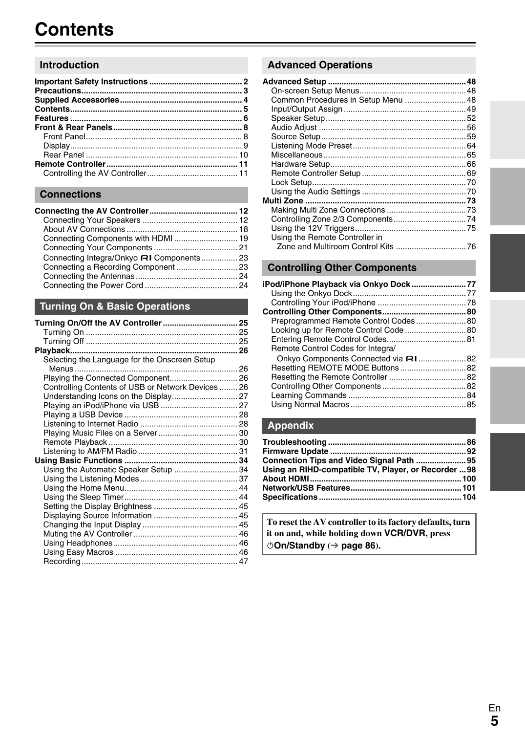 Integra DHC-80.3 AV Controller Owner's/ User Manual (Pages: 108)