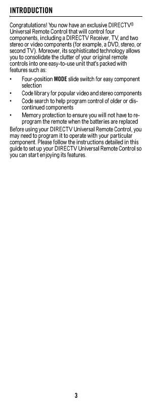 DirecTv RC64 Full Owners Manual With Codes Satellite Receiver Operating