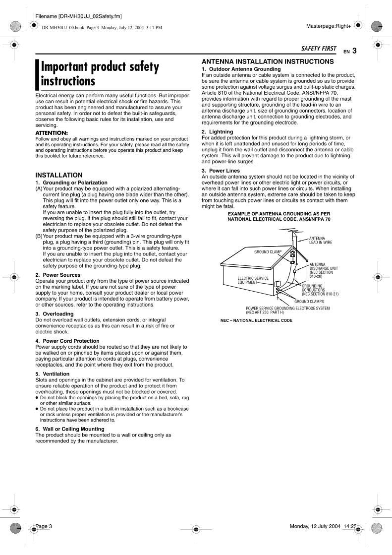 JVC DRMH20S DRMH20SUJ DRMH30S Audio System Operating Manual