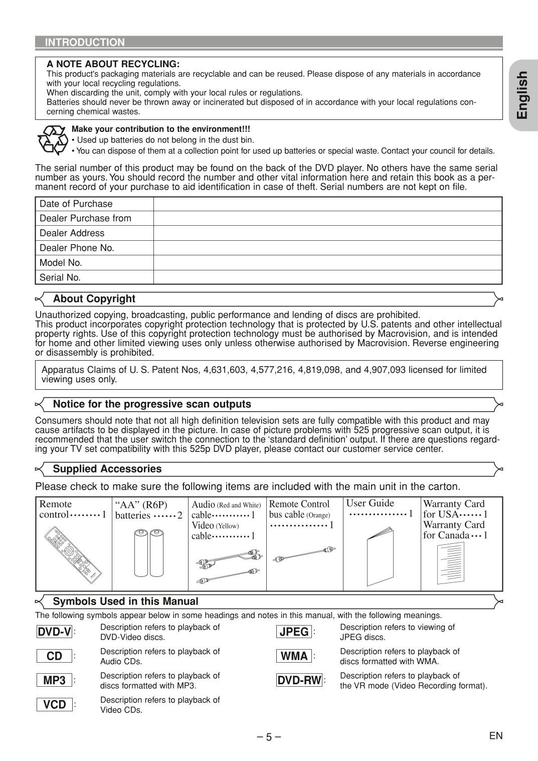 Marantz DV4600 DVD Player Owner/ User Manual (Pages: 28)