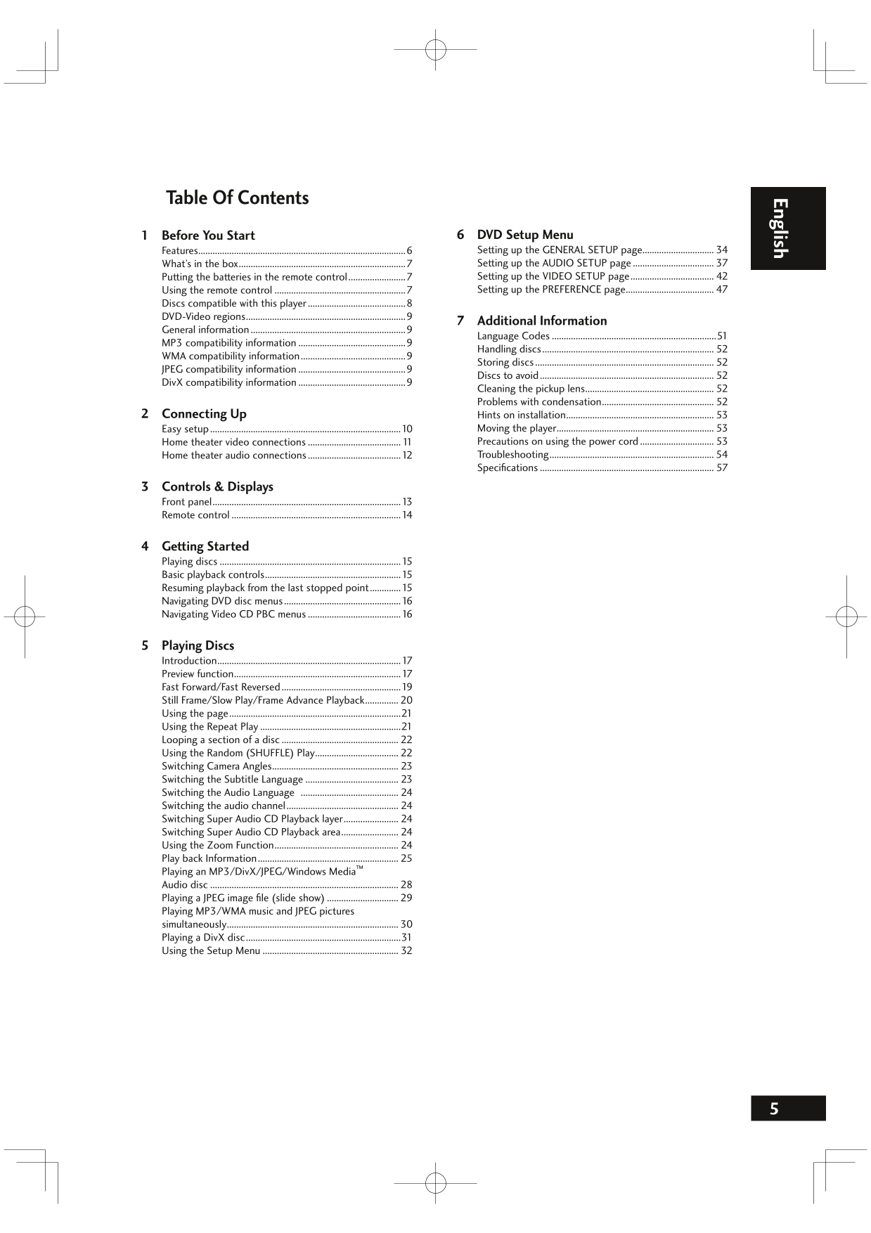 Marantz DV6001 DVD Player Owner/ User Manual (Pages: 58)