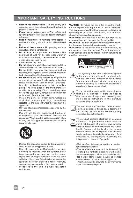 Westinghouse EL4KAMZ4317 EL4KAMZ5017 EL4KAMZ5517 TV Operating Manual