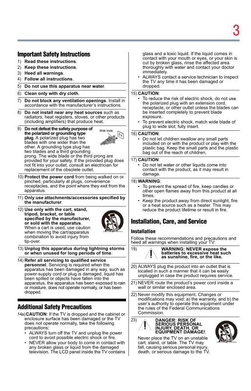 Toshiba 19L4200U1 19L4200UM 24L4200 TV Operating Manual