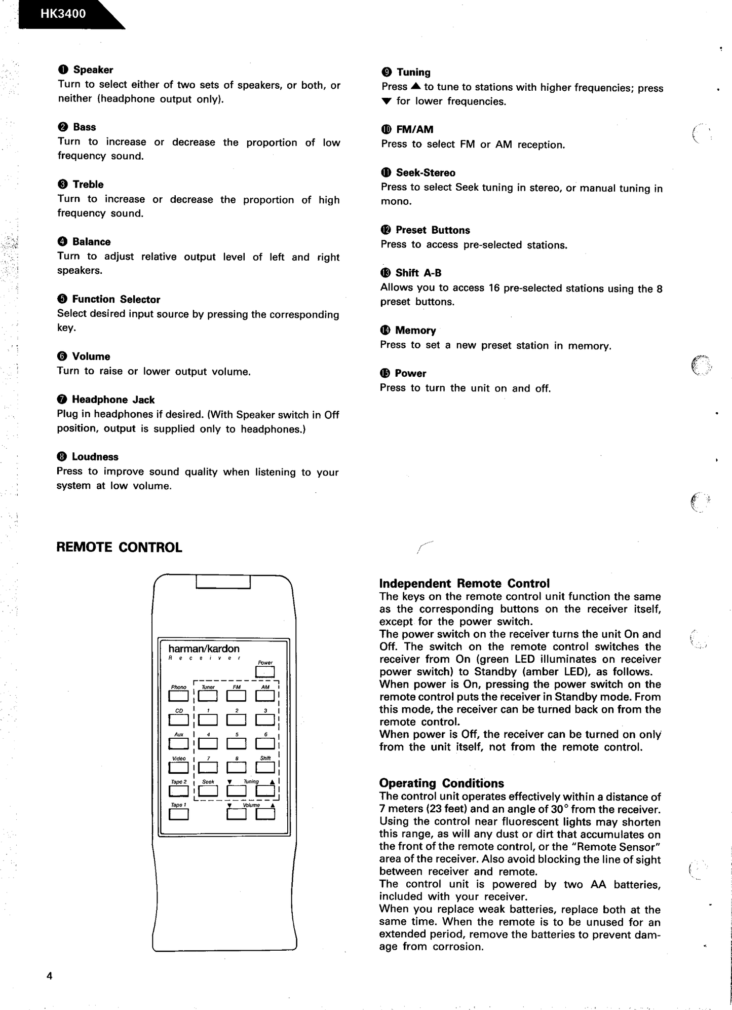 Harman/ Kardon HK3400 Stereo Receiver Service Manual (Pages: 74)