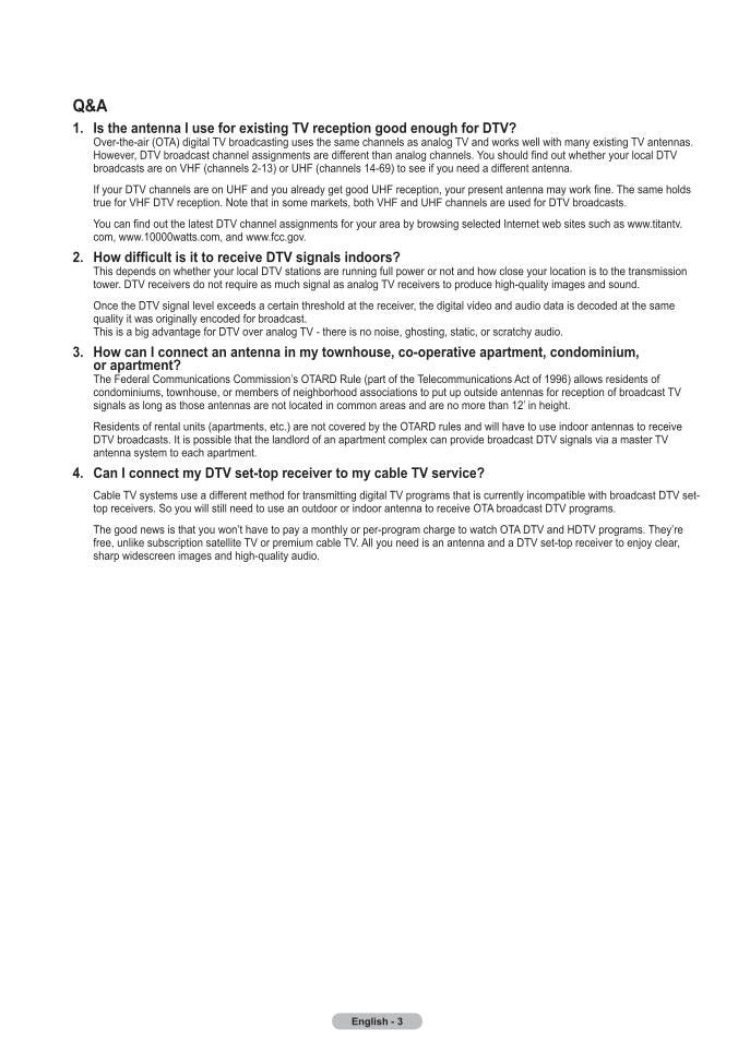 Samsung HLT5087S HLT5687S TXN2791HFX TV Operating Manual