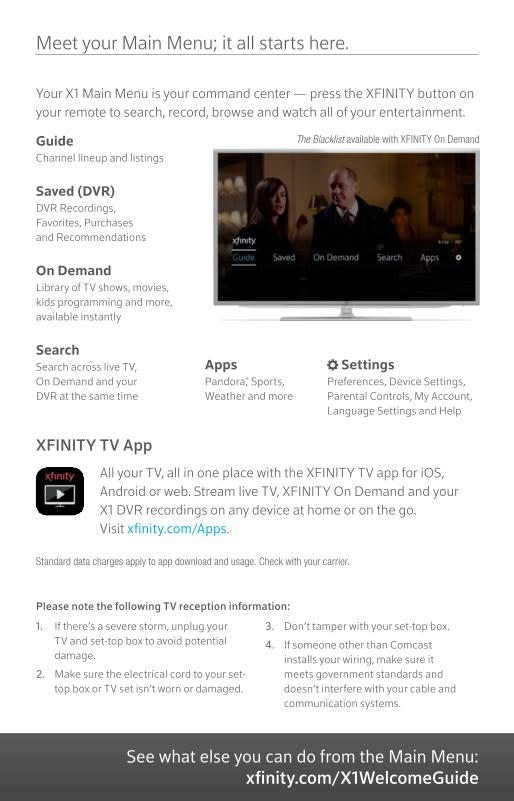 xfinity X1 Series Cable Box Operating Manual