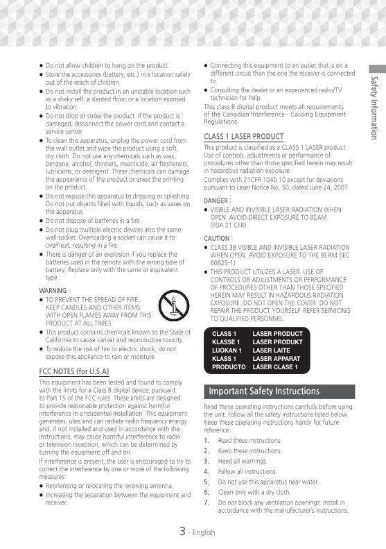 Samsung HTJ4500 Blu-Ray & Home Theater System Operating Manual