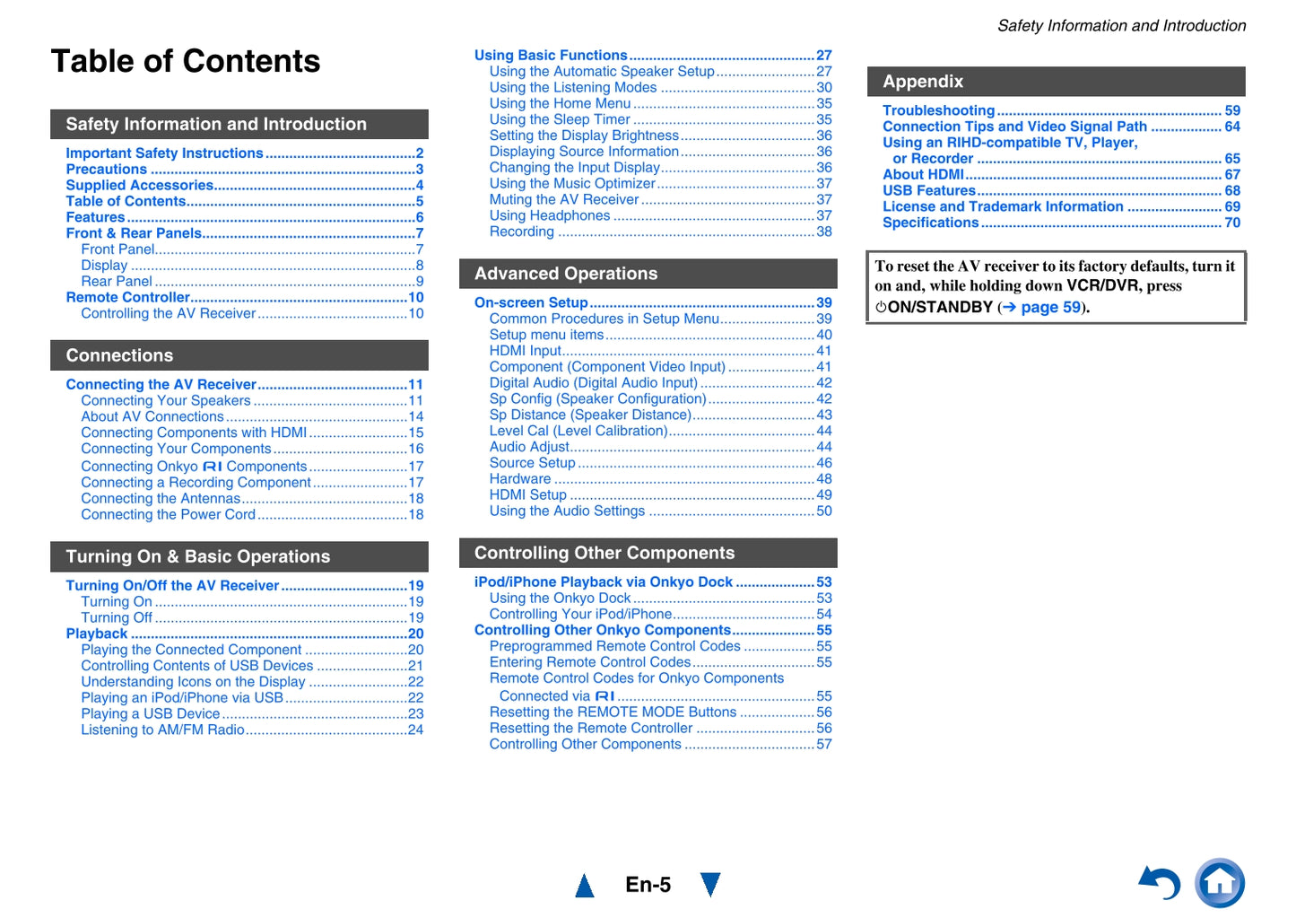 Onkyo HT-R591 Audio Receiver Owner's/ User Manual (Pages: 80)