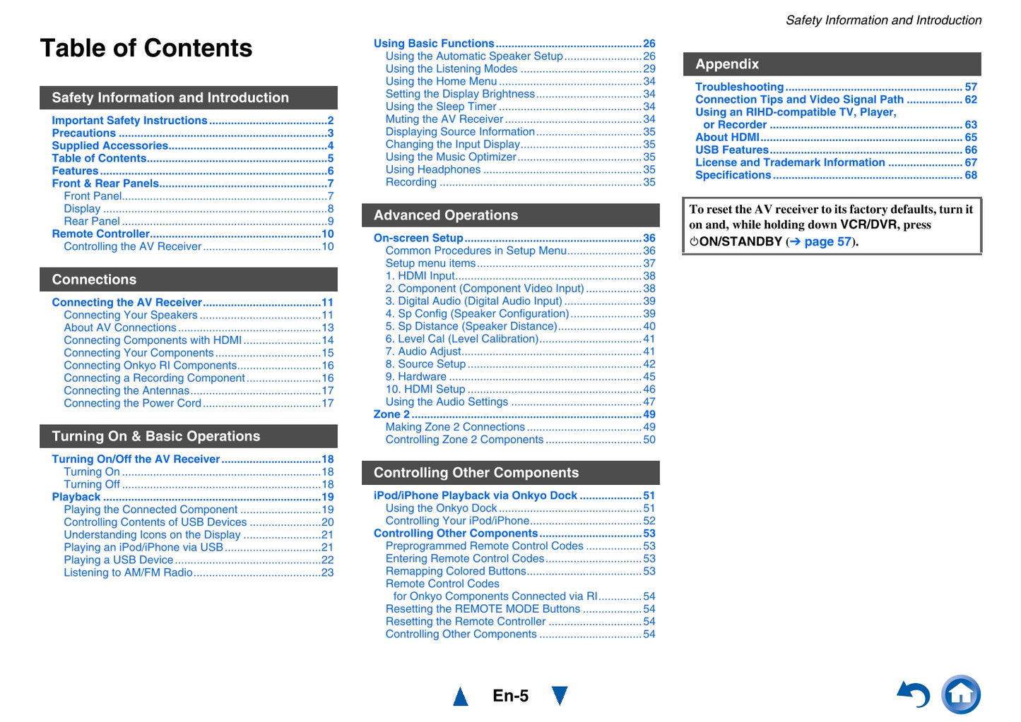 Onkyo HT-R592 Audio Receiver Owner's/ User Manual (Pages: 100)