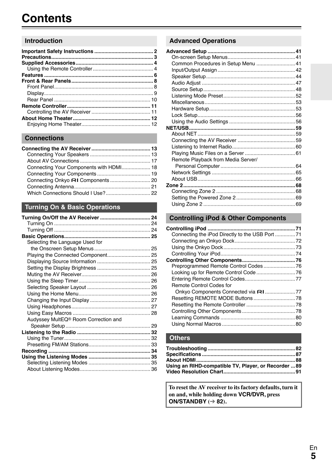 Onkyo HT-RC270 Audio Receiver Owner's/ User Manual (Pages: 92)