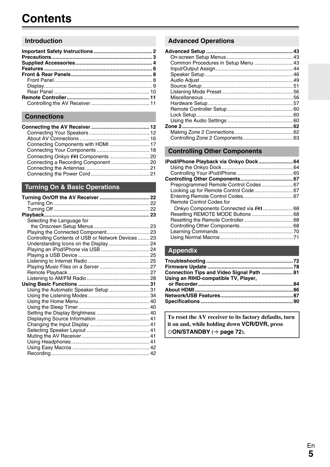 Onkyo HT-RC370 Audio Receiver Owner's/ User Manual (Pages: 92)
