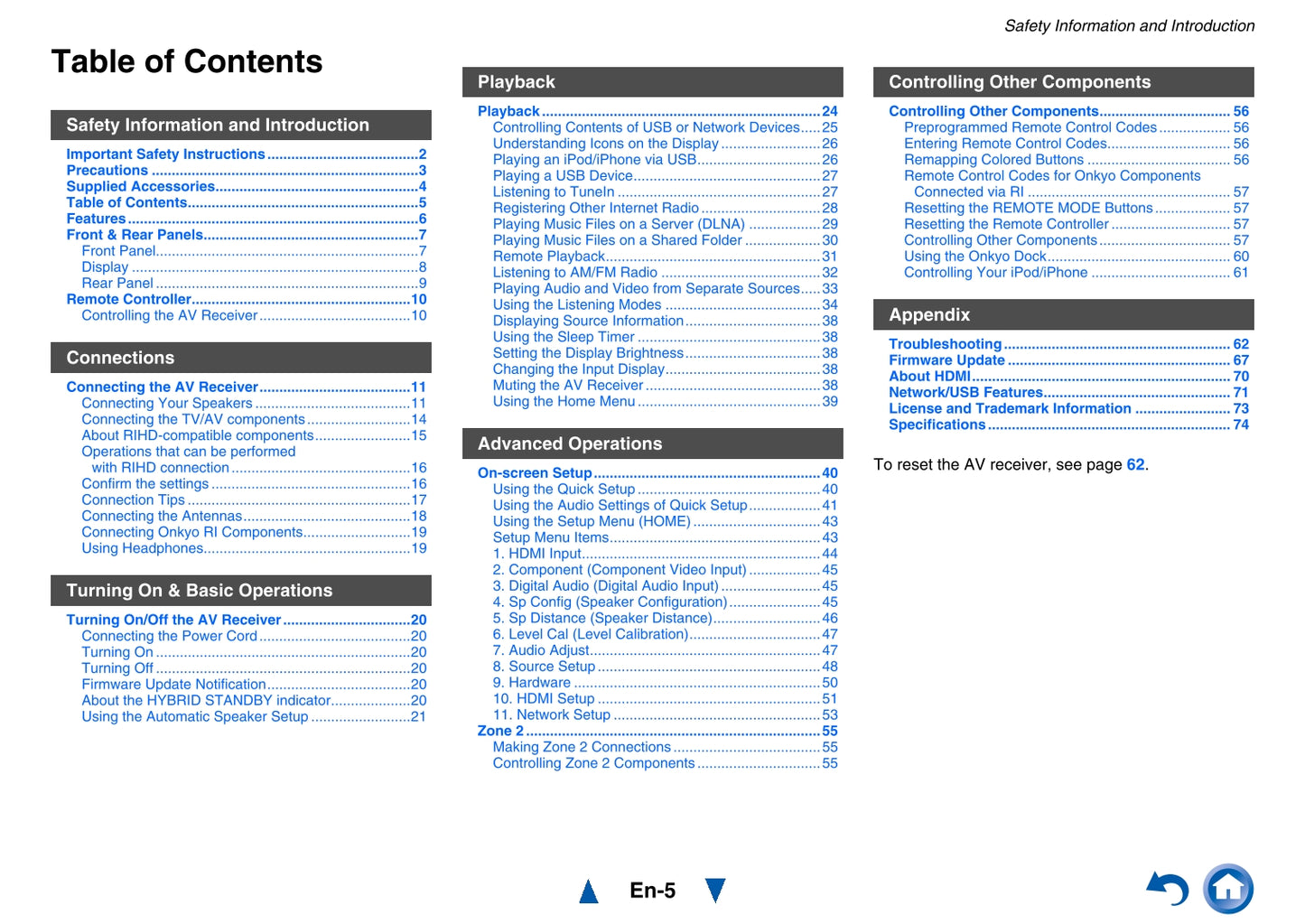 Onkyo HT-RC550 Audio Receiver Owner's/ User Manual (Pages: 120)