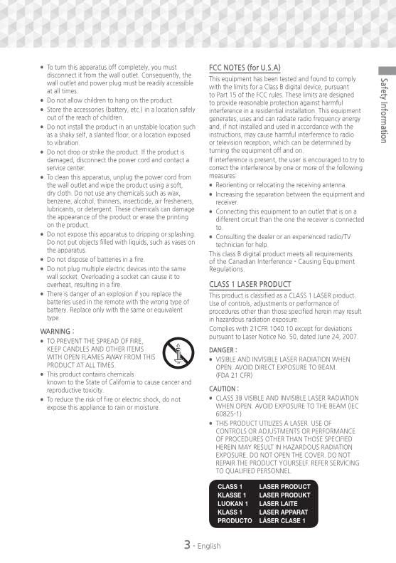 Samsung HTJ5500W Blu-Ray & Home Theater System Operating Manual