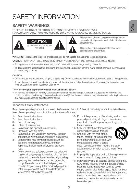 Samsung HW-J250/ZA Home Theater System Operating Manual