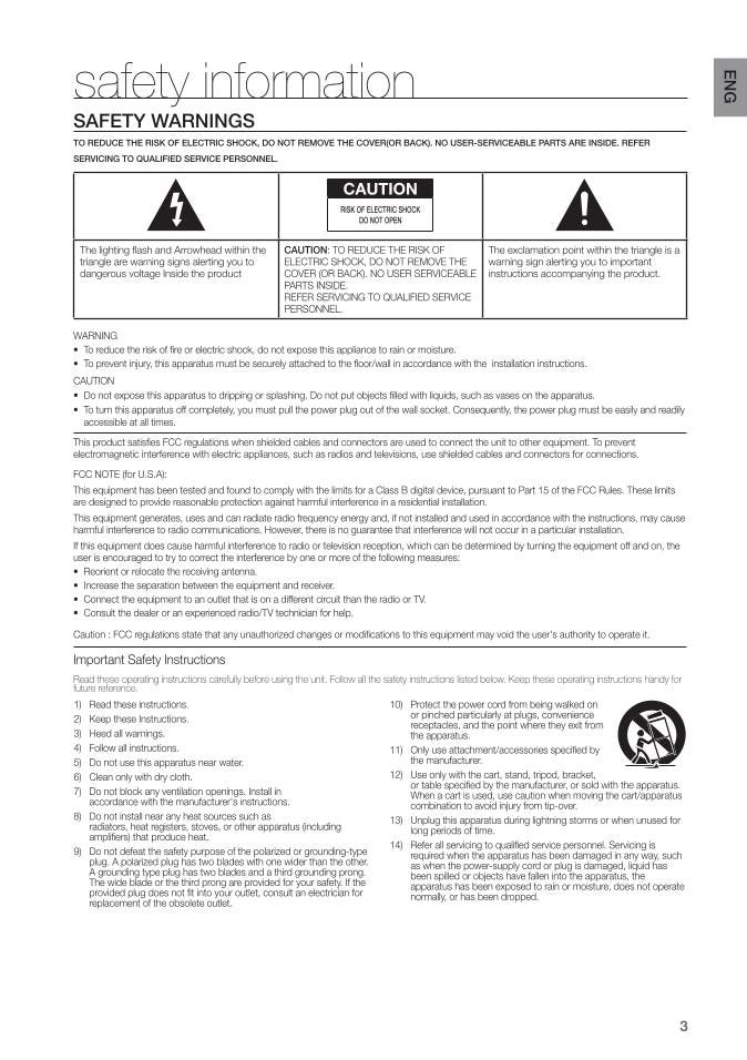 Samsung HWF550 HWF551 Sound Bar System Operating Manual