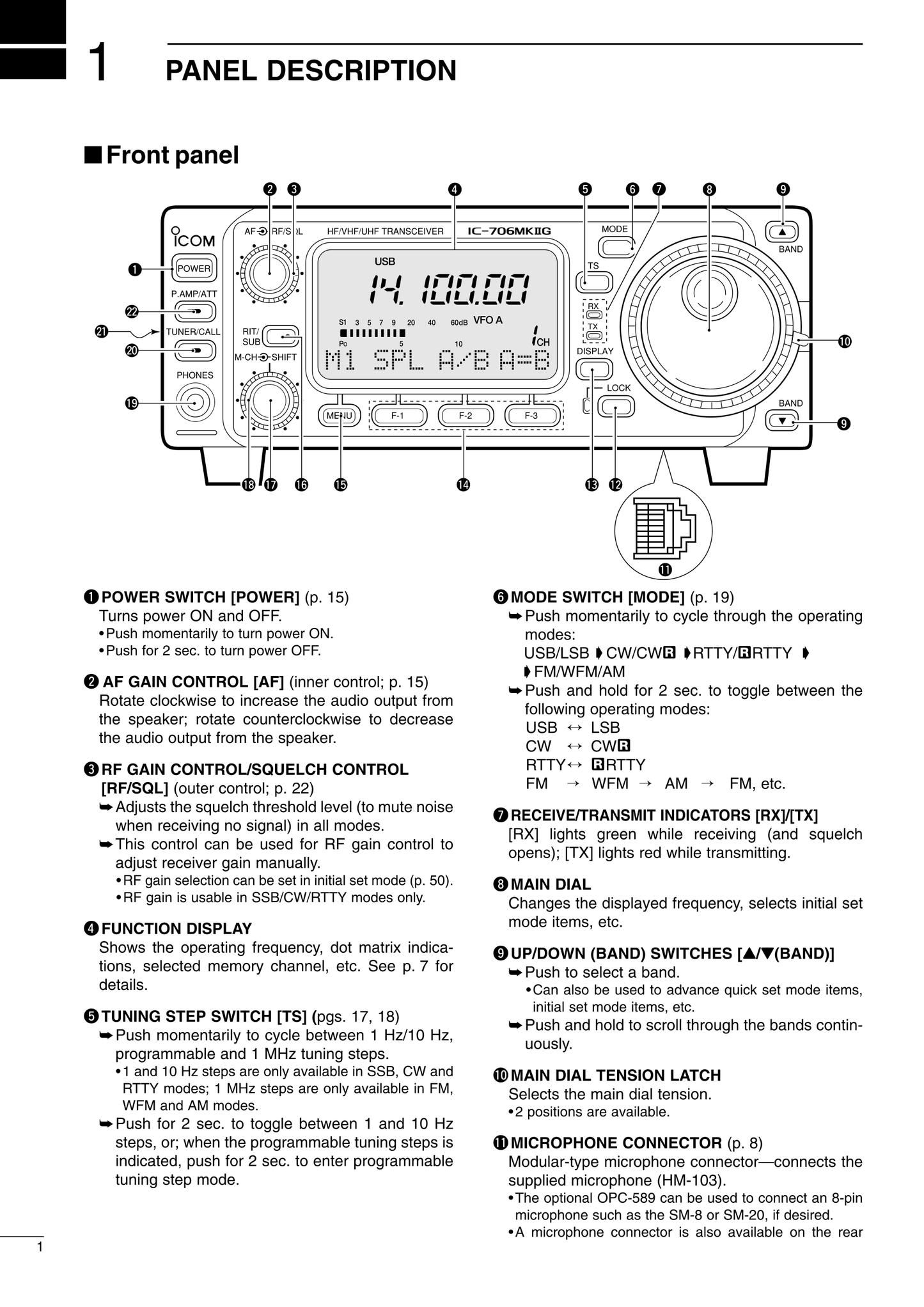 Icom IC-706 MKIIG HF/VHF/UHF All Mode Transceiver Owner/ User Manual (Pages: 75)