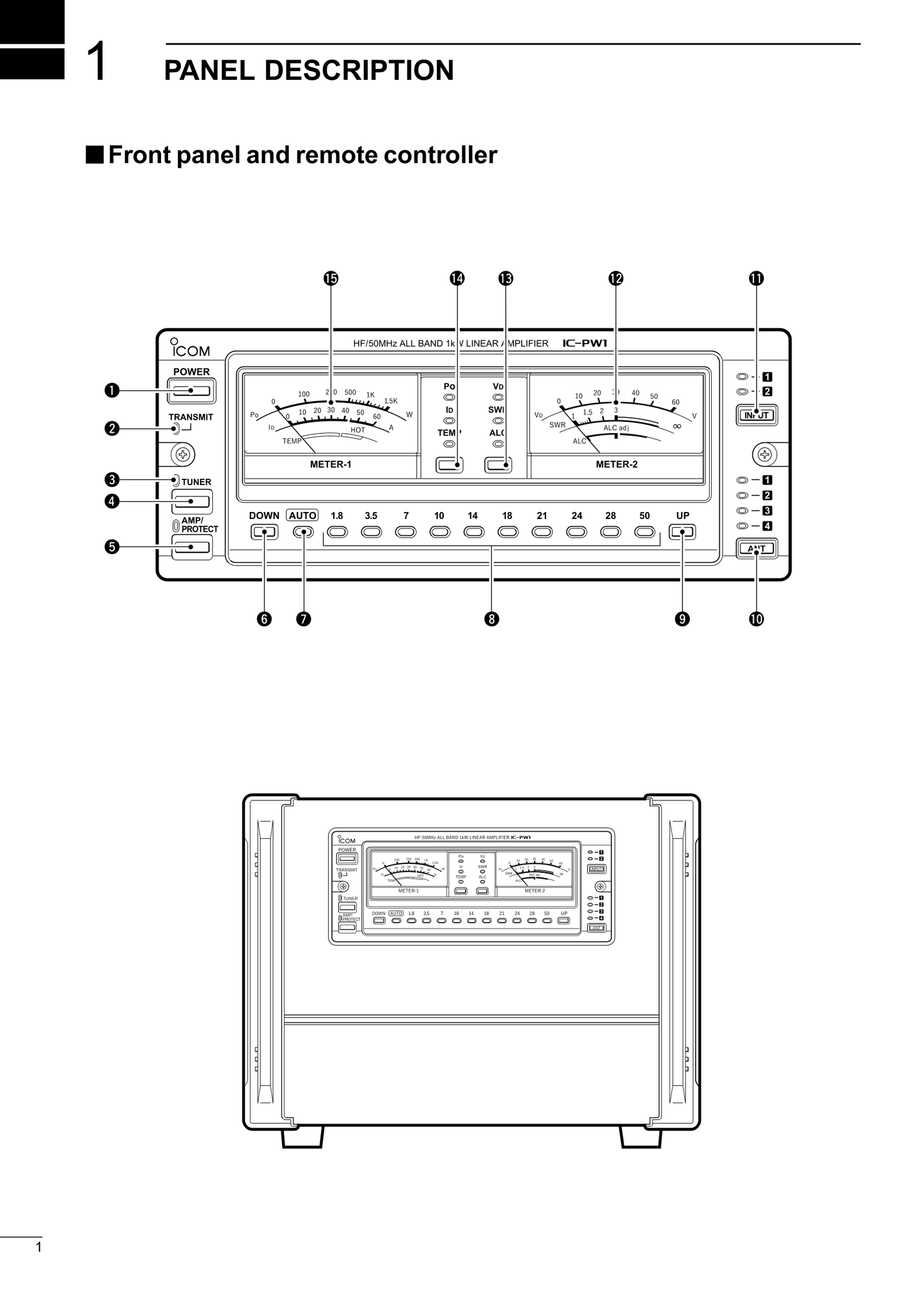 Icom IC-PW1 All Band Linear Amplifier Owner/ User Manual (Pages: 20)