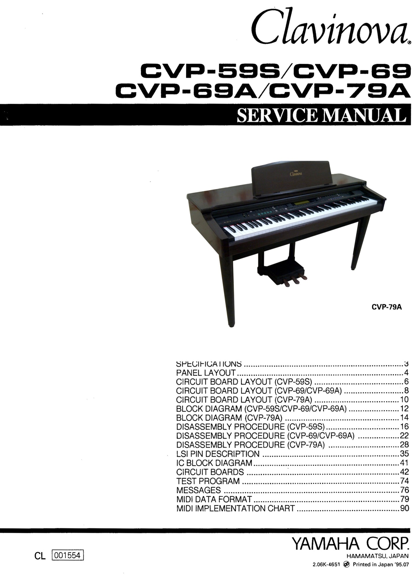 Yamaha CVP-59S, CVP-69, CVP-69A & CVP-79A Digital Piano Service Manual (Pages: 181)