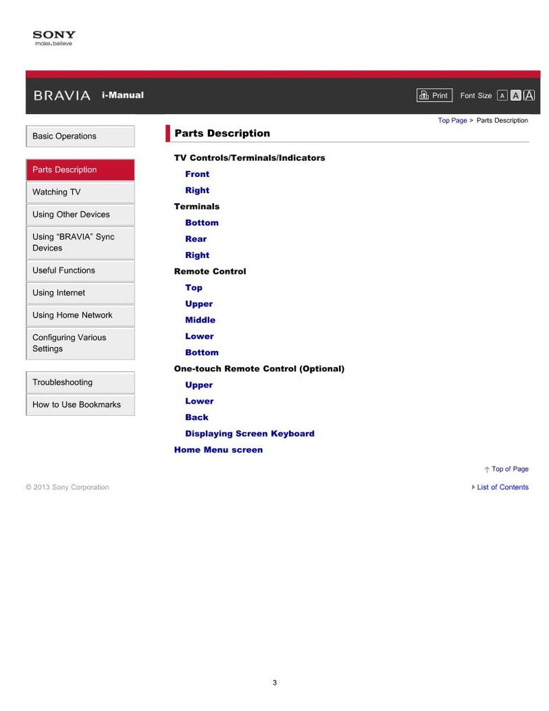 Sony KDL-55W802A TV Operating Manual