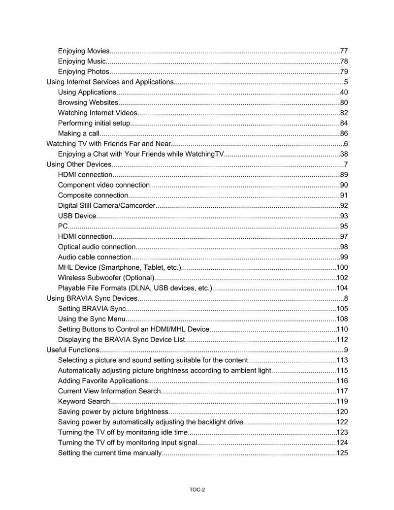Sony KDL50W800B KDL60W840B KDL60W850B TV Operating Manual