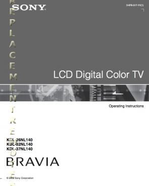 Sony KDL26NL140 KDL32NL140 KDL37NL140 TV Operating Manual