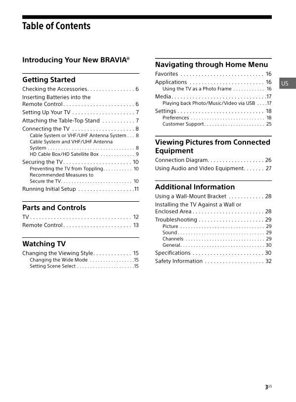 Sony KDL32R330B TV Operating Manual