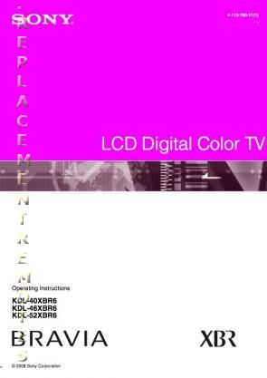 Sony KDL40XBR6 KDL46XBR6 KDL52XBR6 TV Operating Manual