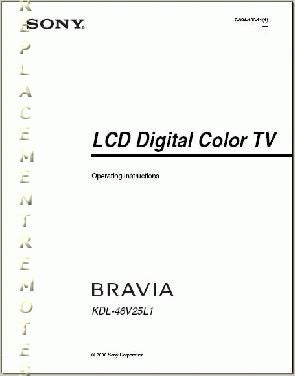 Sony KDL46V25L1 TV Operating Manual