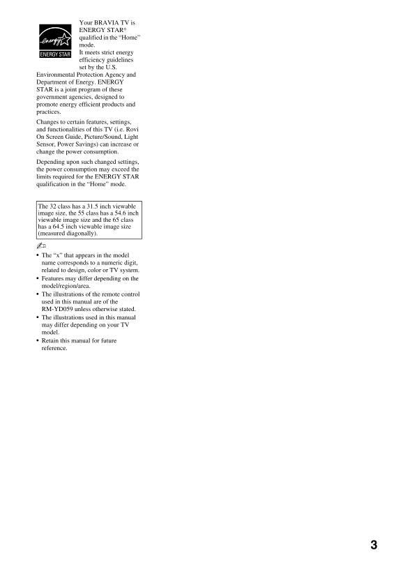 Sony KDL32EX720 KDL32EX729 KDL40EX620 TV Operating Manual