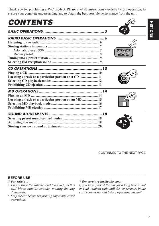 JVC KDMX3000 KDMX3000J Audio System Operating Manual