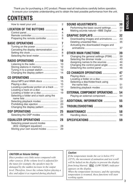 JVC KDSH9700J KDSH9750J Audio System Operating Manual