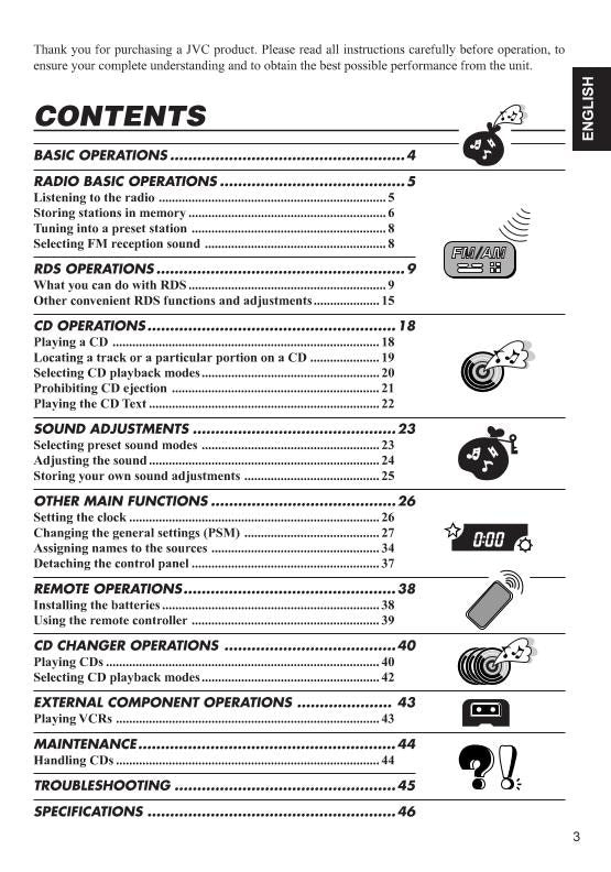 JVC KDSX1000 Audio System Operating Manual