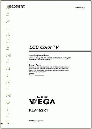 Sony KLV15SR1 TV Operating Manual
