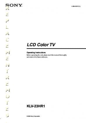 Sony KLV23HR1 TV Operating Manual