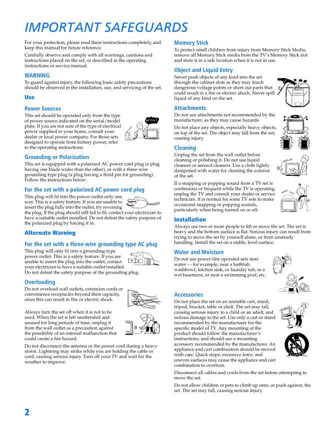 Sony KV32HS500 KV36HS500 TV Operating Manual