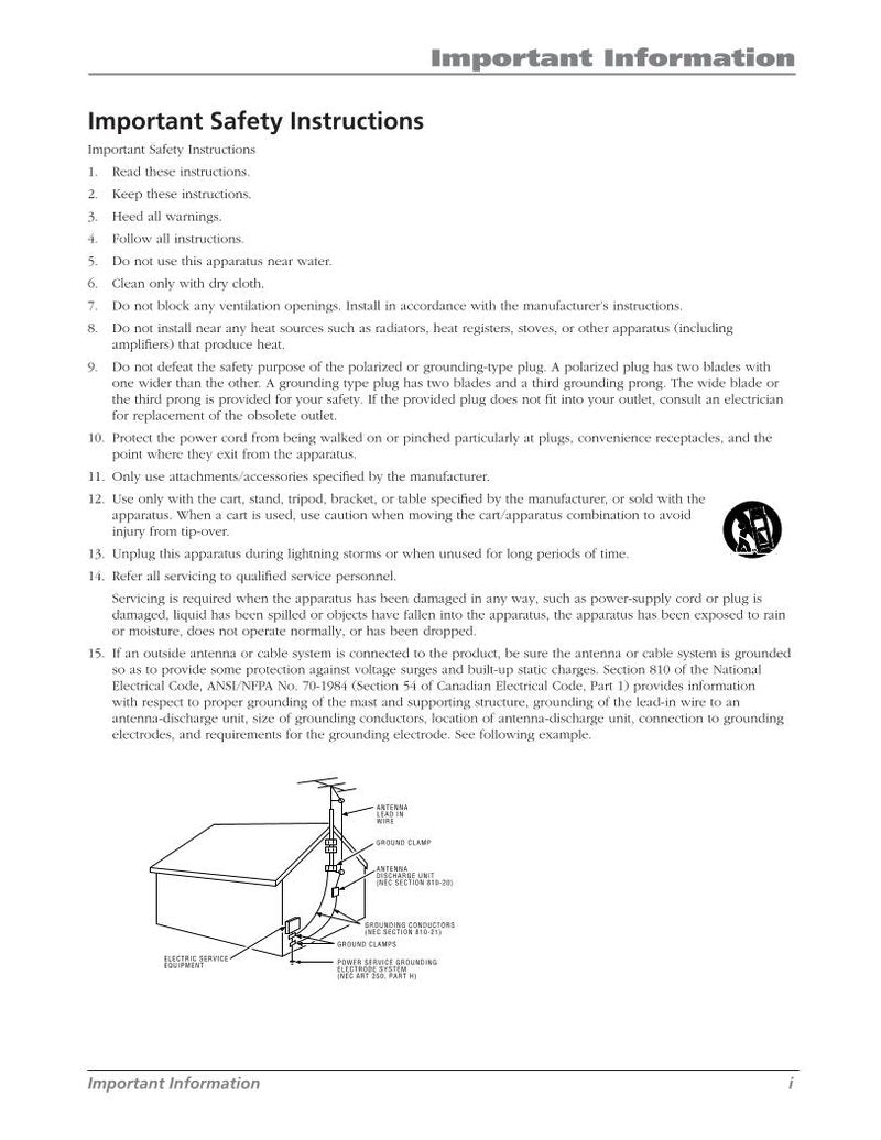 RCA L26WD23 L32WD22 L32WD22A TV Operating Manual