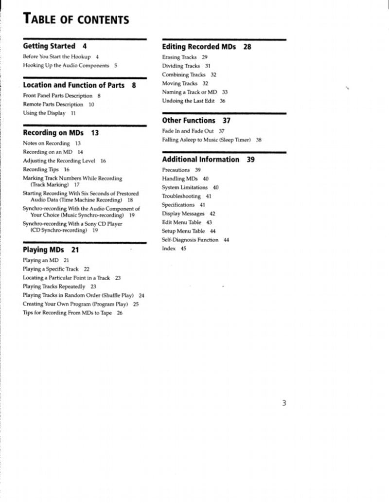 Sony MDSJE330 Audio System Operating Manual