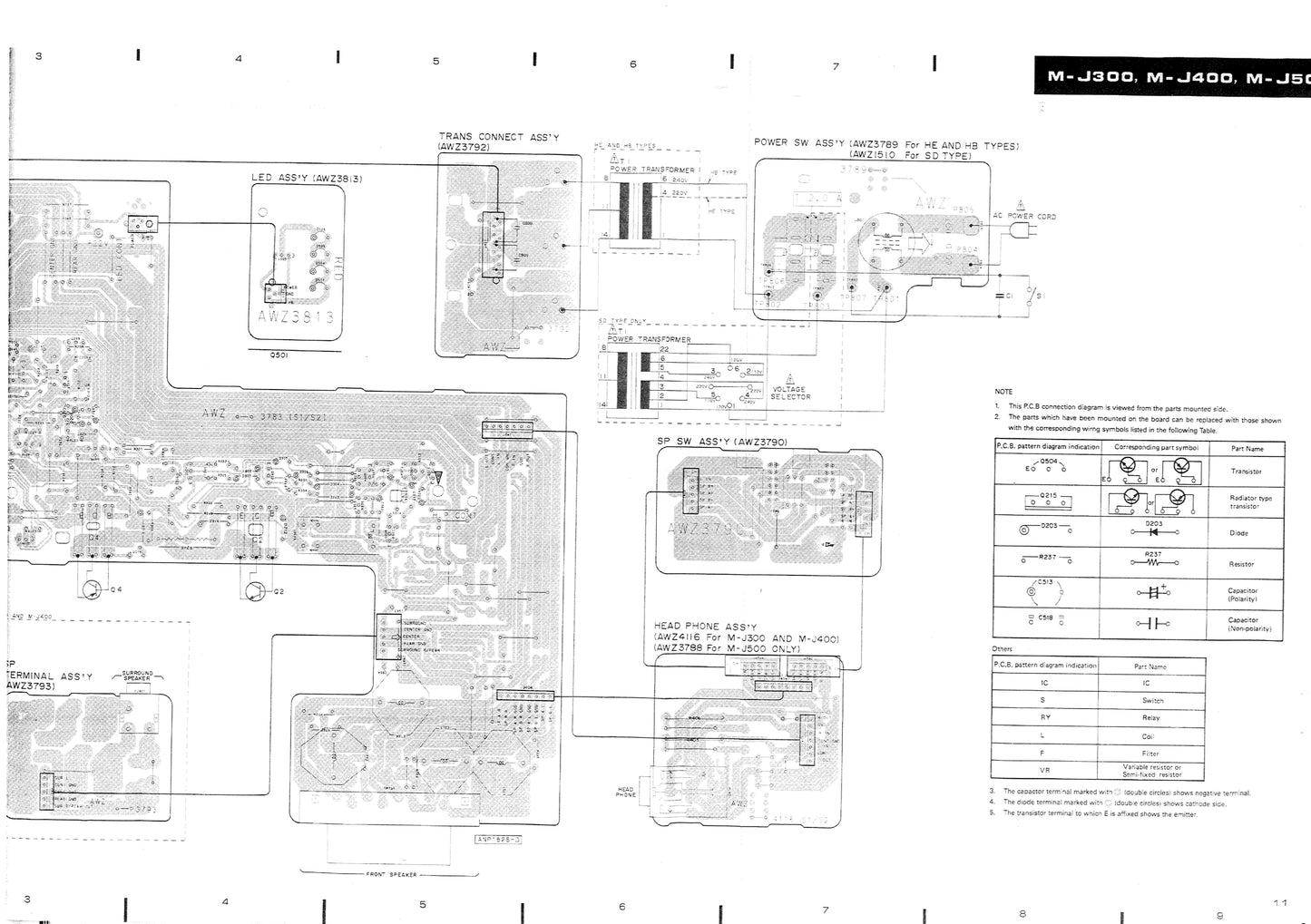 Pioneer MJ-300, MJ-400 & MJ-500 Power Amplifier Service Manual (Pages: 15)