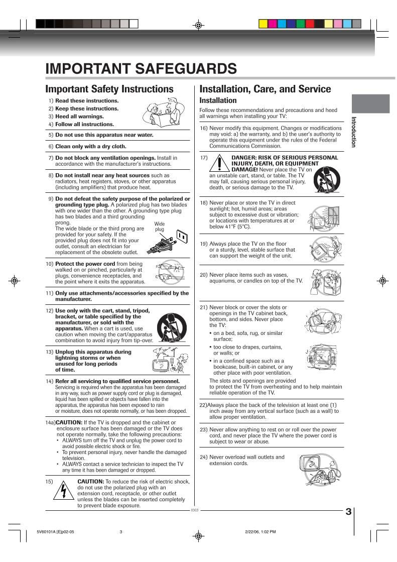 Toshiba MW26H82 MW27H62 WCSBH21 Consumer Electronics Operating Manual
