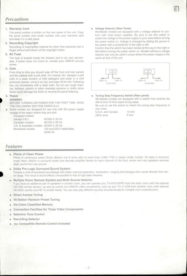 Onkyo RC252 S Audio/Video Receiver Operating Manual
