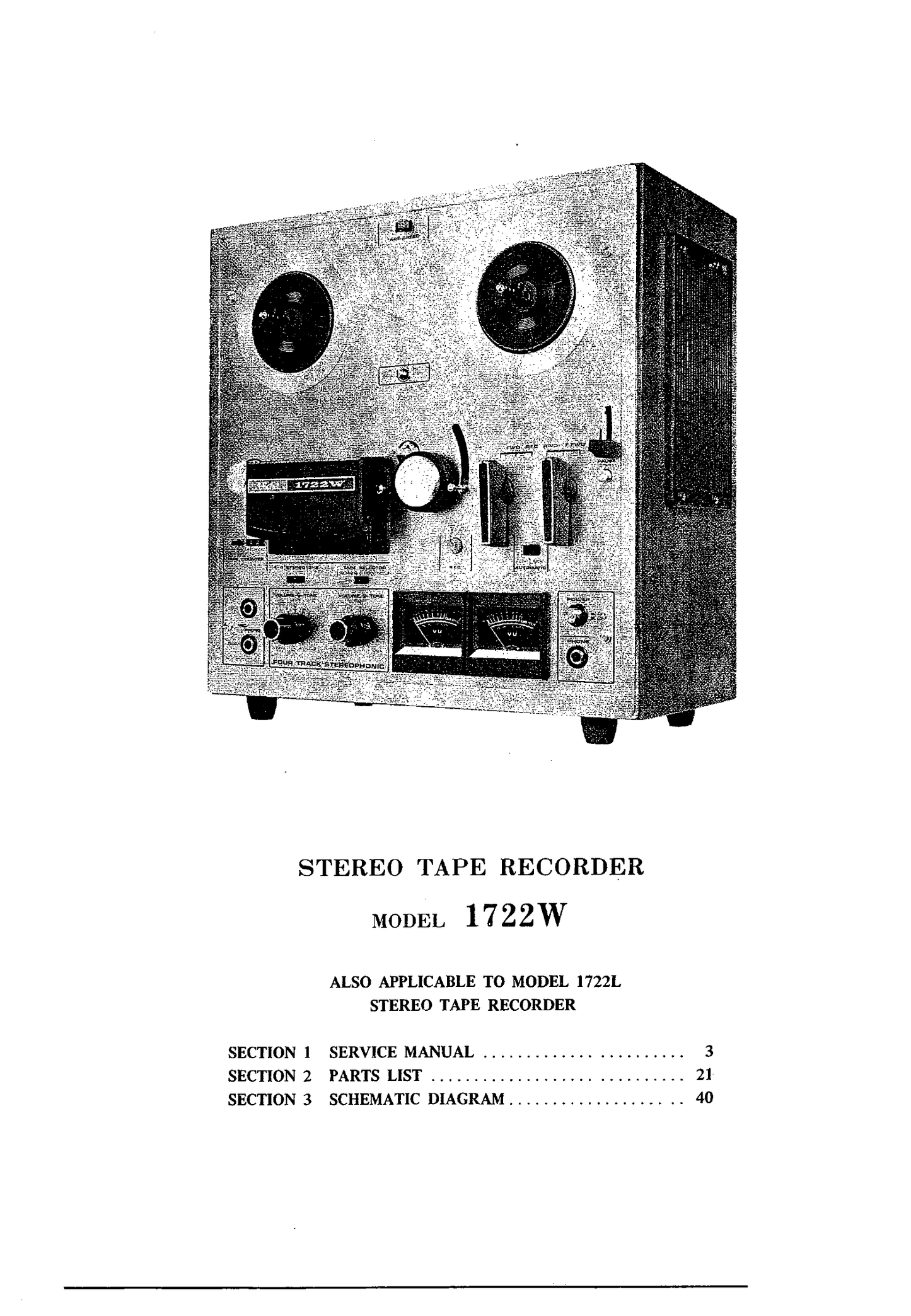 Akai Model 1722L & 1722W Reel to Tape Deck Service Manual (Pages: 45)