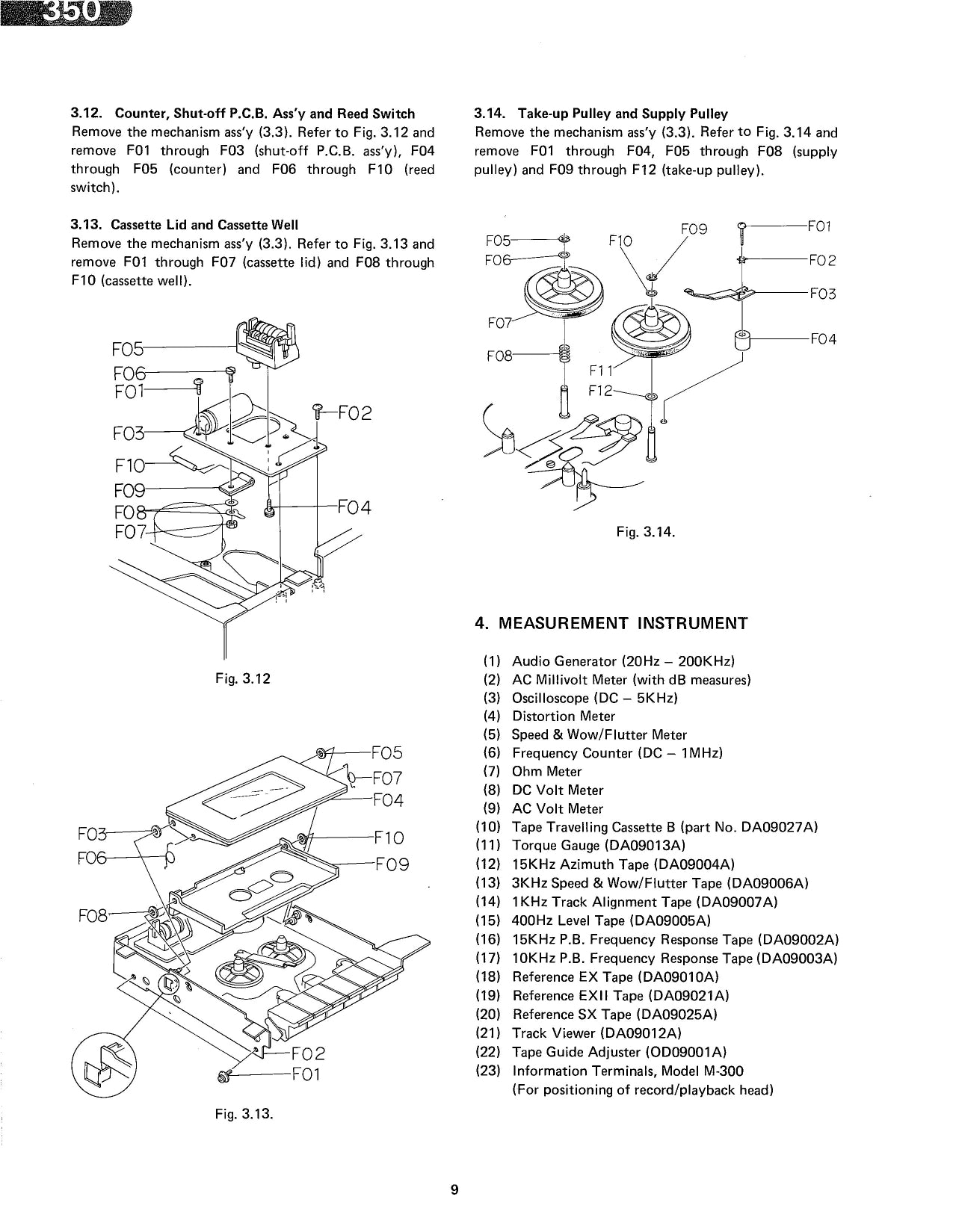 Nakamichi Model 350 Two Head Cassette Deck Service Manual (Pages: 36)