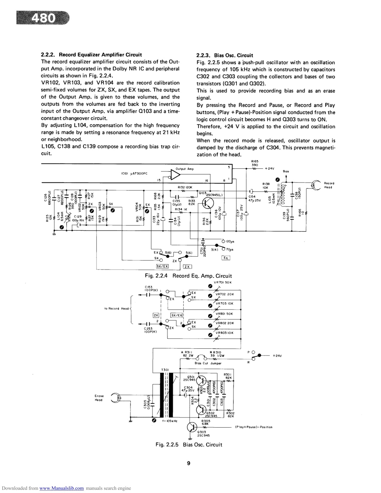 Nakamichi Model 480 Two Head Cassette Deck Service Manual (Pages: 64)