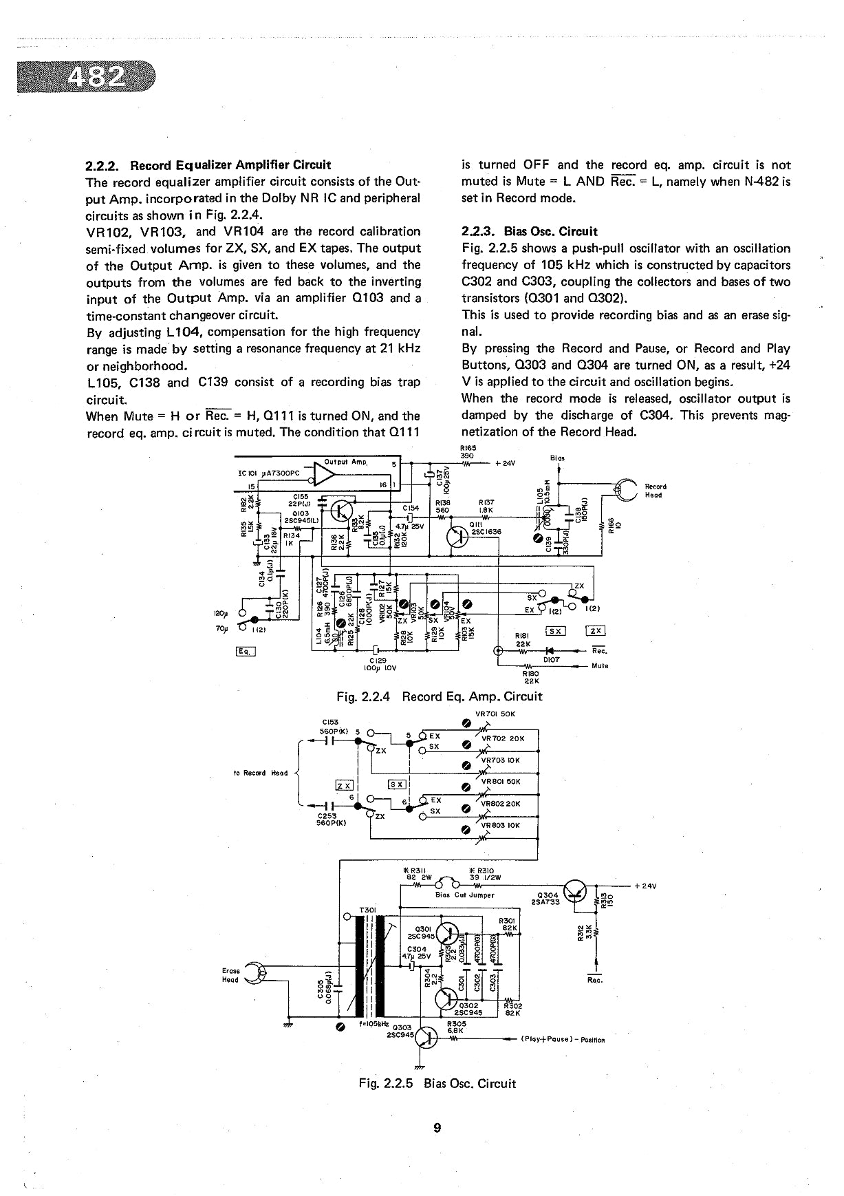 Nakamichi Model 482 Discrete Head Cassette Deck Service Manual (Pages: 67)