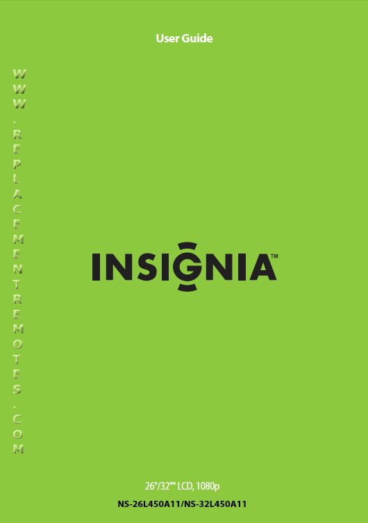 Insignia NS26 L 450A11 450A11A NS32 TV Operating Manual