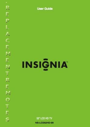 Insignia NSLCD52 HD 09 TV Operating Manual