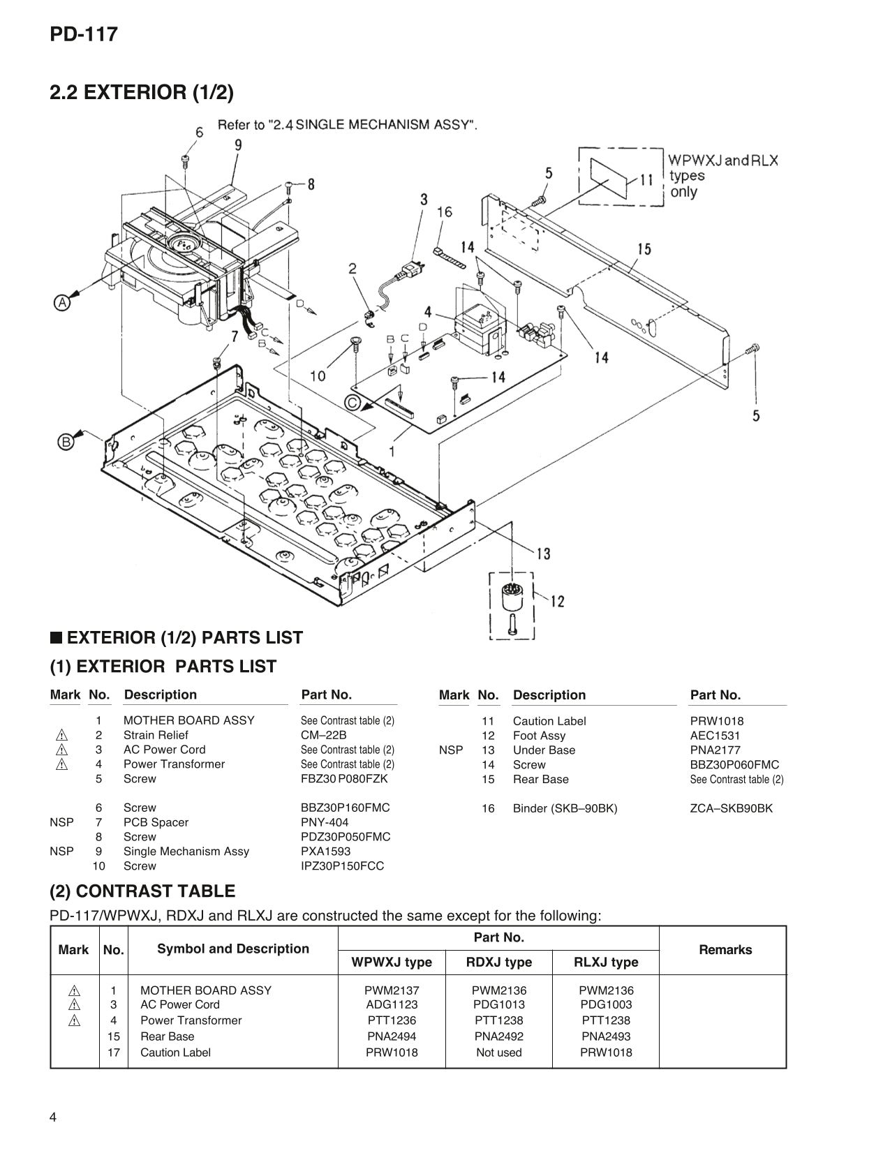 Pioneer PD-117 CD Player Service Manual (Pages: 27)
