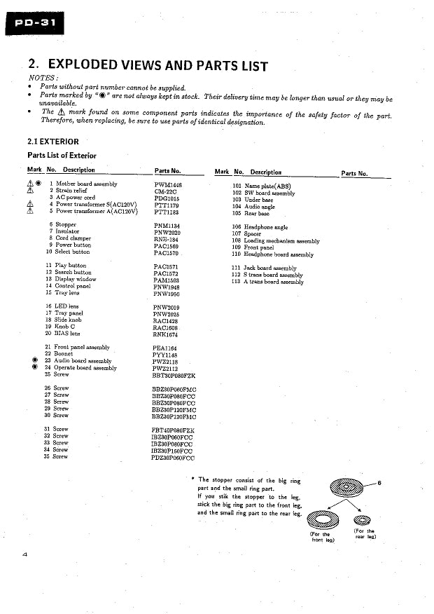 Pioneer PD-31, PD-7700 & PD-8700 CD Player Service Manual (Pages: 54)